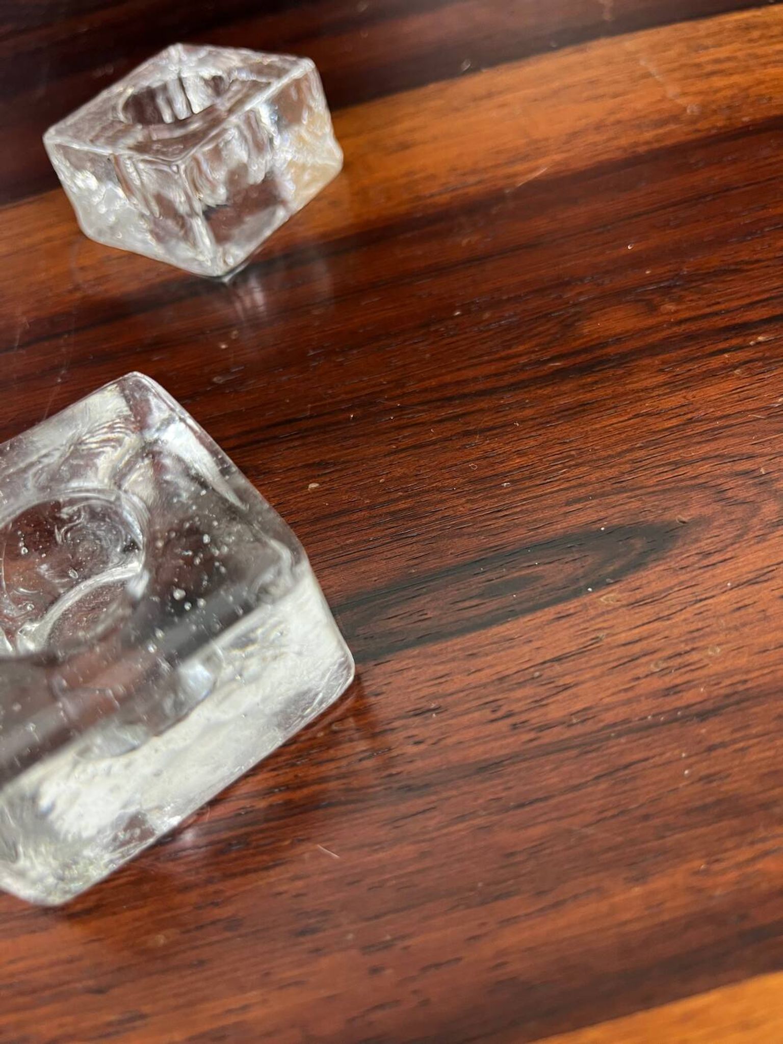 5 molded glass ice cube candle holders