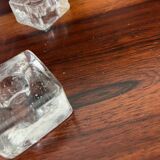 5 molded glass ice cube candle holders