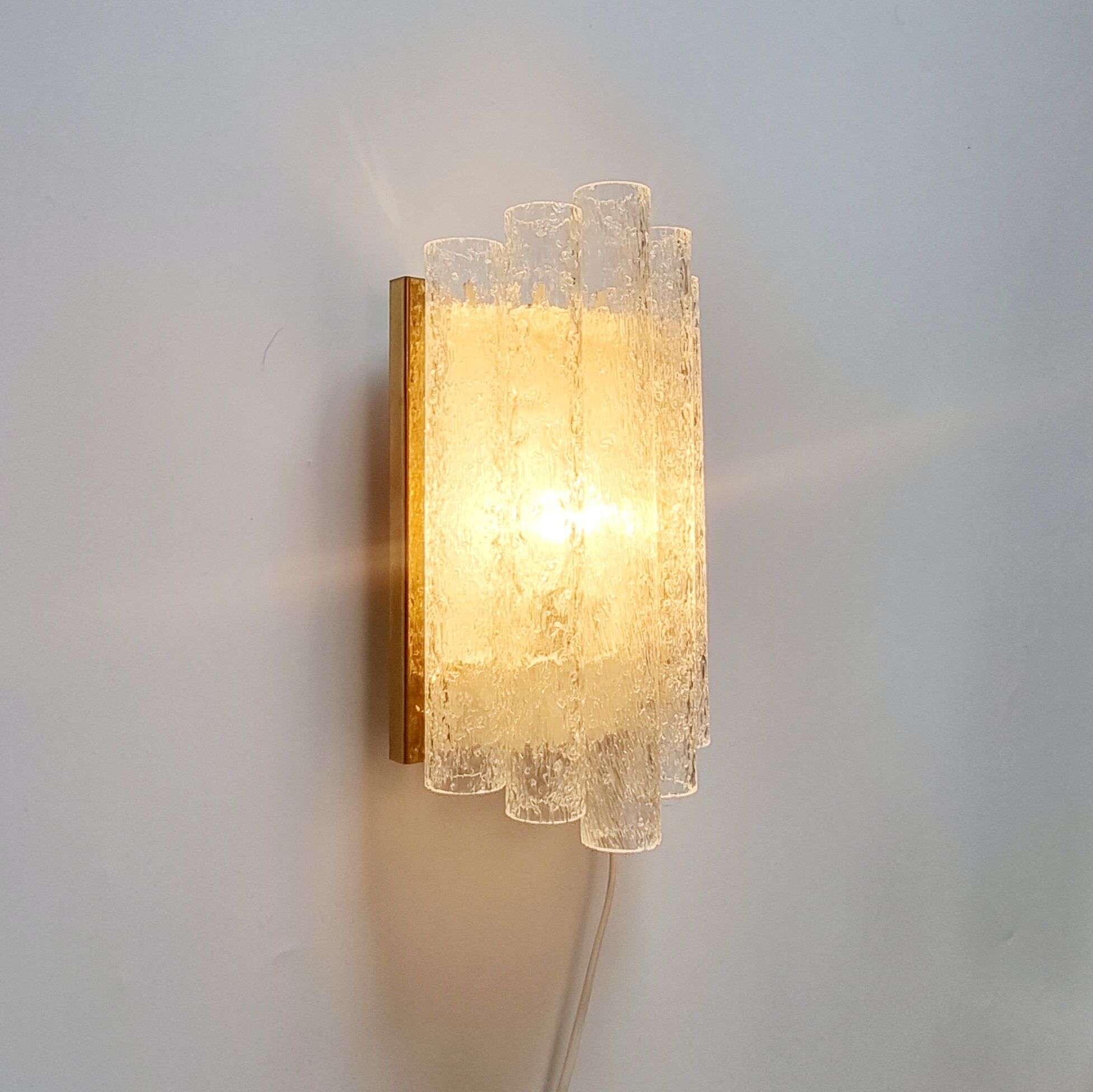 Ice glass wall lights from doria leuchten, germany, 1960s