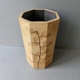 Octagonal vase by Raymonde Leduc, herbarium decoration, circa 1970