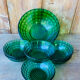 Vintage green Duralex salad bowl and ramekins.