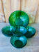 Vintage green Duralex salad bowl and ramekins.