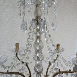 Lustre ancien bronze et cristal 8 branches