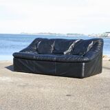 Sofa by De Pas, D'Urbino and Lomazzi, France, 1980s, black leather, Cinna