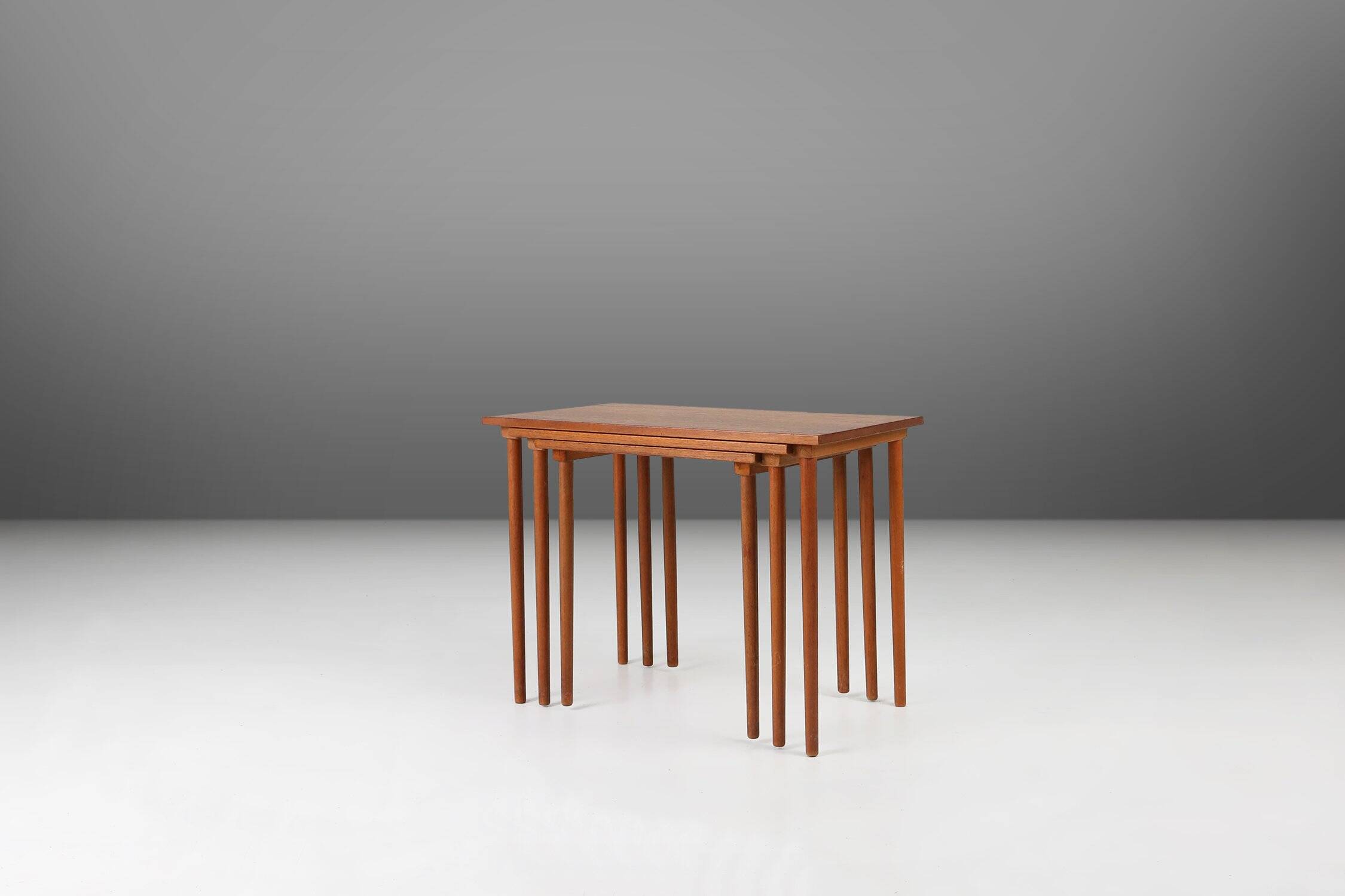Set of 3 Scandinavian Teak Nesting Tables, Denmark 1960s