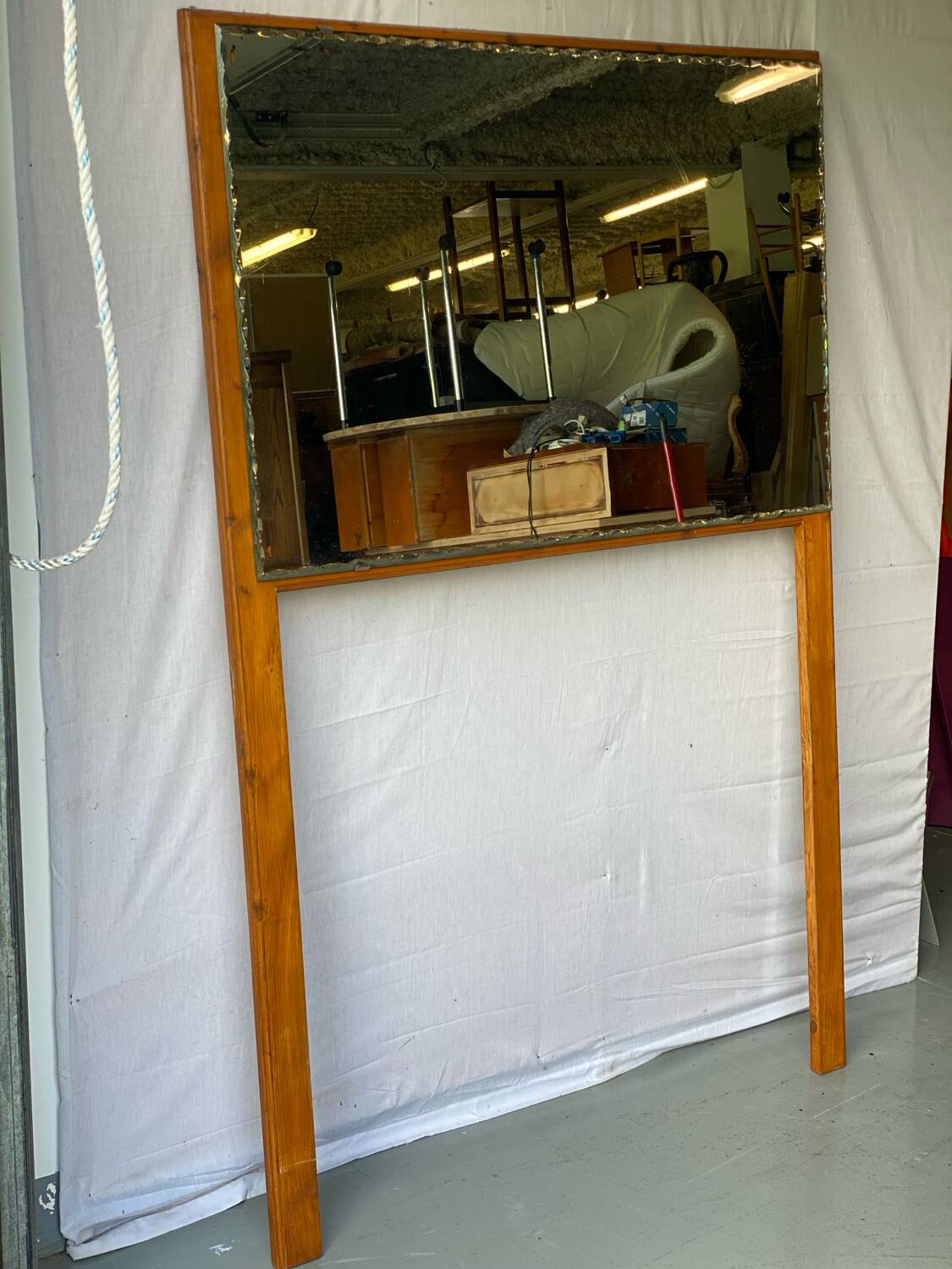 Vintage 1960s solid wood standing mirror