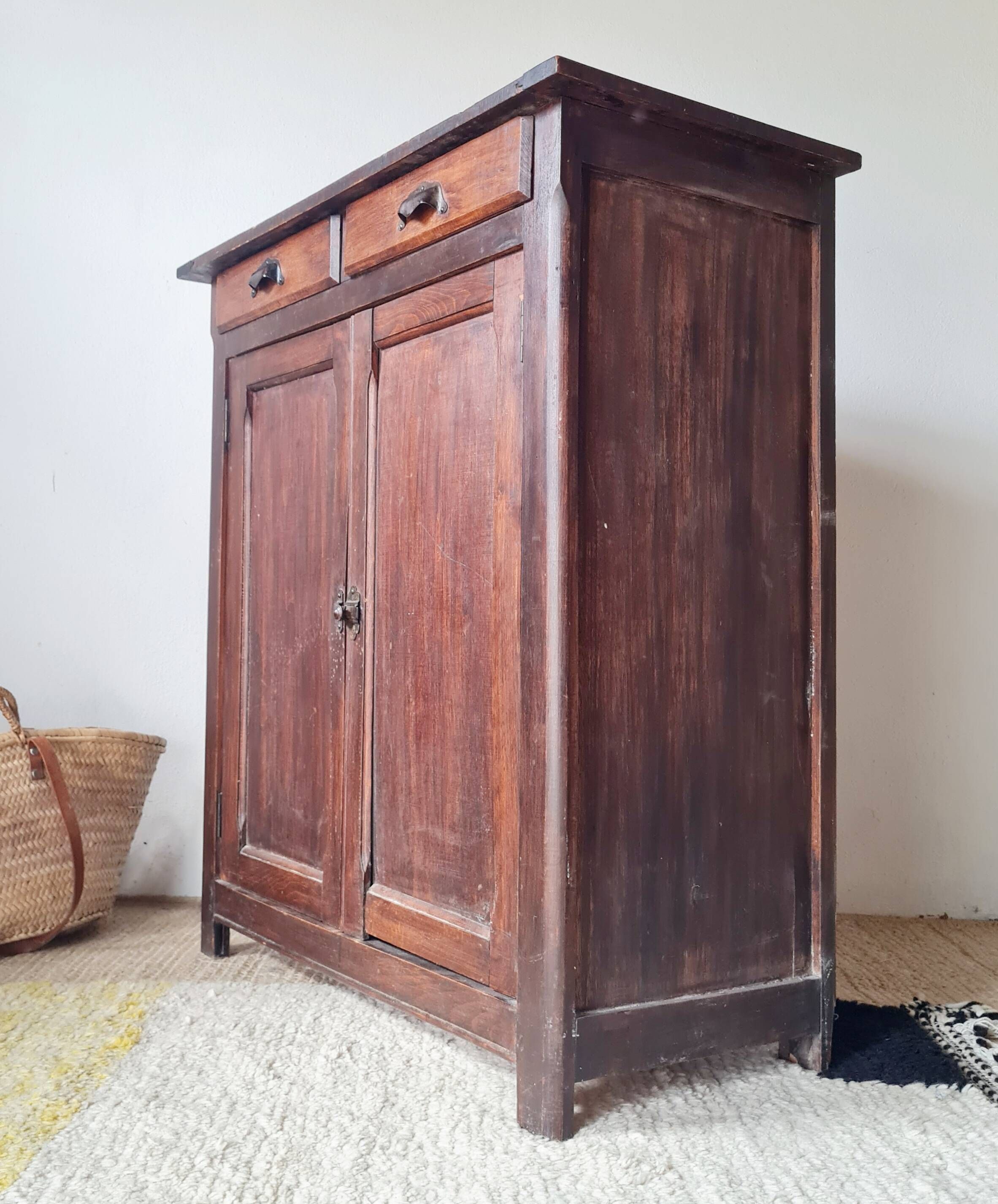Buffet parisien bois ancien 2 portes panneautées