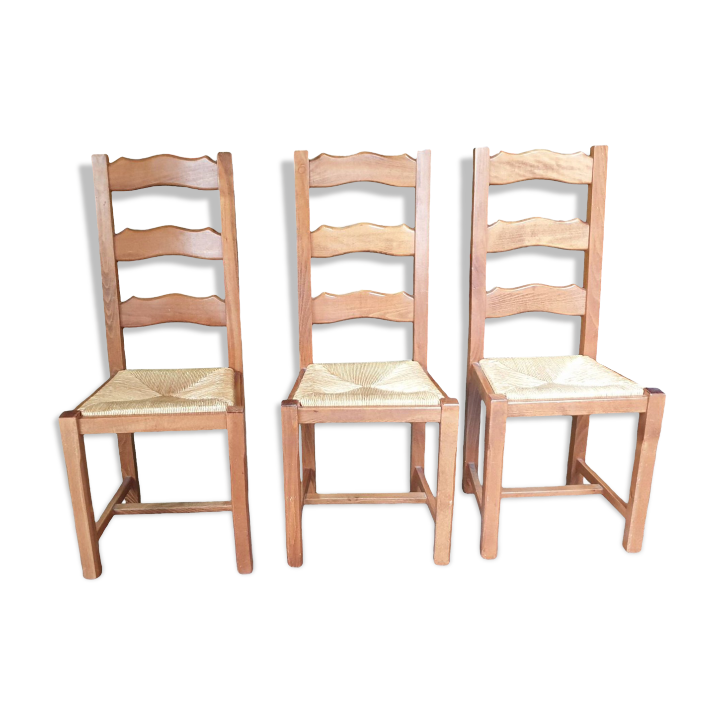3 solid oak Paillé chairs
