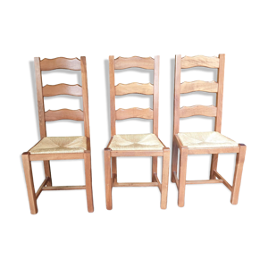 3 chaises Paillé chêne