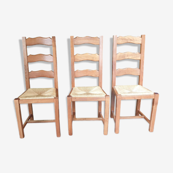 3 solid oak Paillé chairs