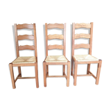 3 solid oak Paillé chairs