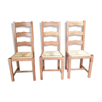 3 solid oak Paillé chairs