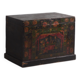 Coffre ancien peint en bois de pin – Chine, vers 1900