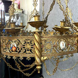 Gotique church chandelier in gilded bronze dating from the 19th century