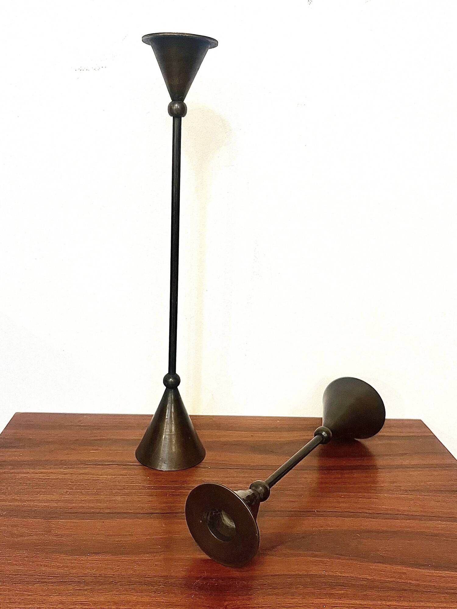 Pair of geometric Memphis candlesticks