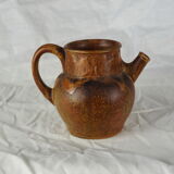 Rooster frieze pitcher, glaze with warm brown drips, ochre and volcanic - Denbac - 30s