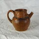 Rooster frieze pitcher, glaze with warm brown drips, ochre and volcanic - Denbac - 30s