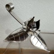 Silver-plated metal flower candle holder