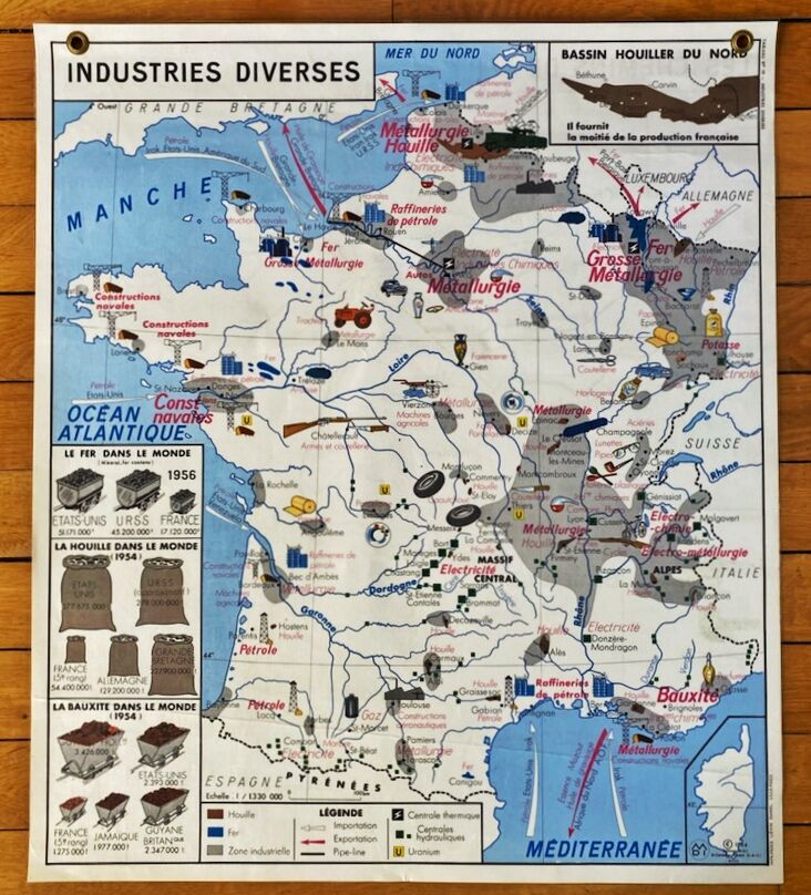 1964 School Map Railways of France