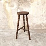 Turned wooden top stool