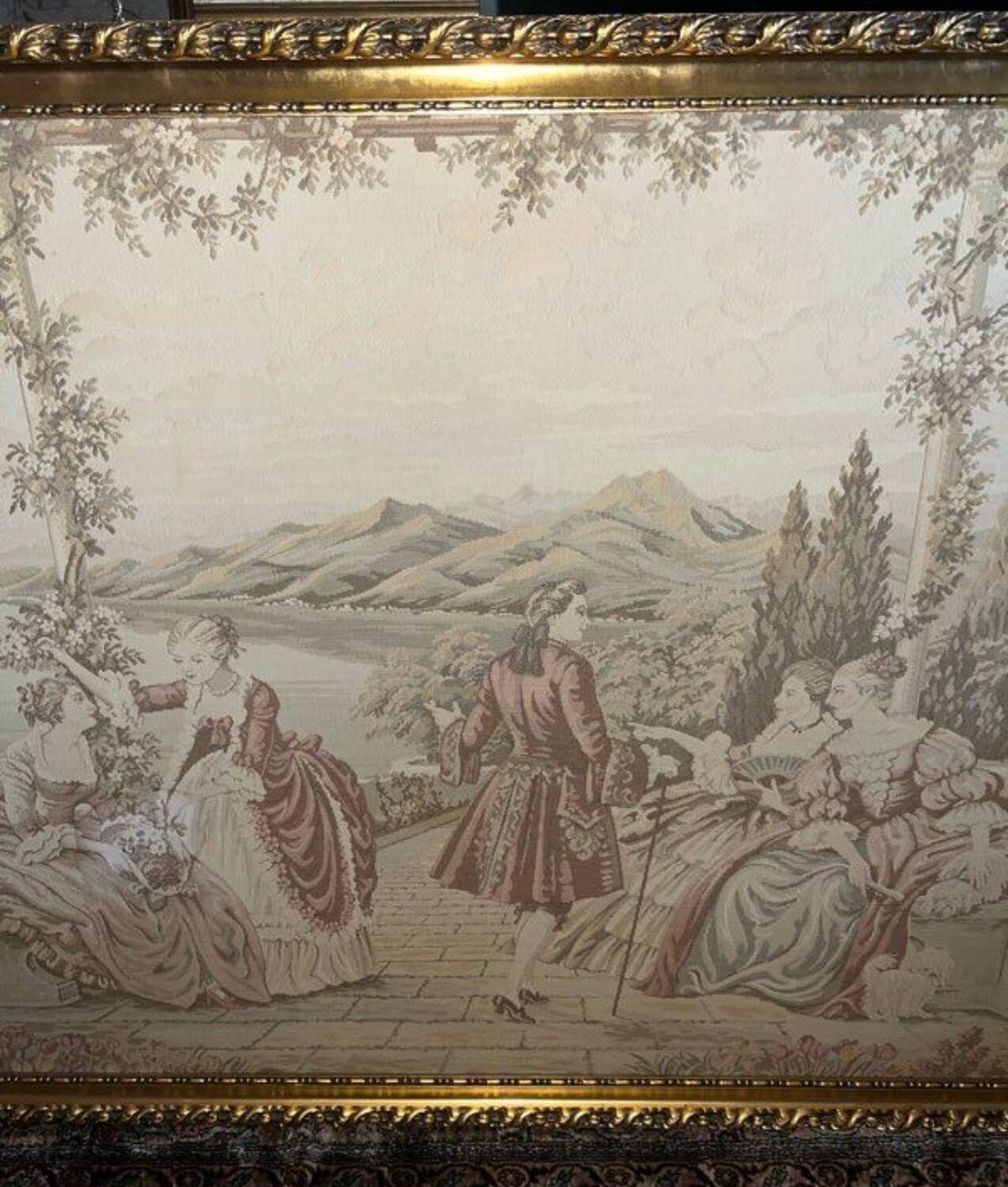 Large Aubusson Tapestry - 18th Century Gallant Scene - 200x10