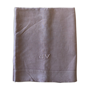 Drap ancien en pur fil de lin teinté en lilas