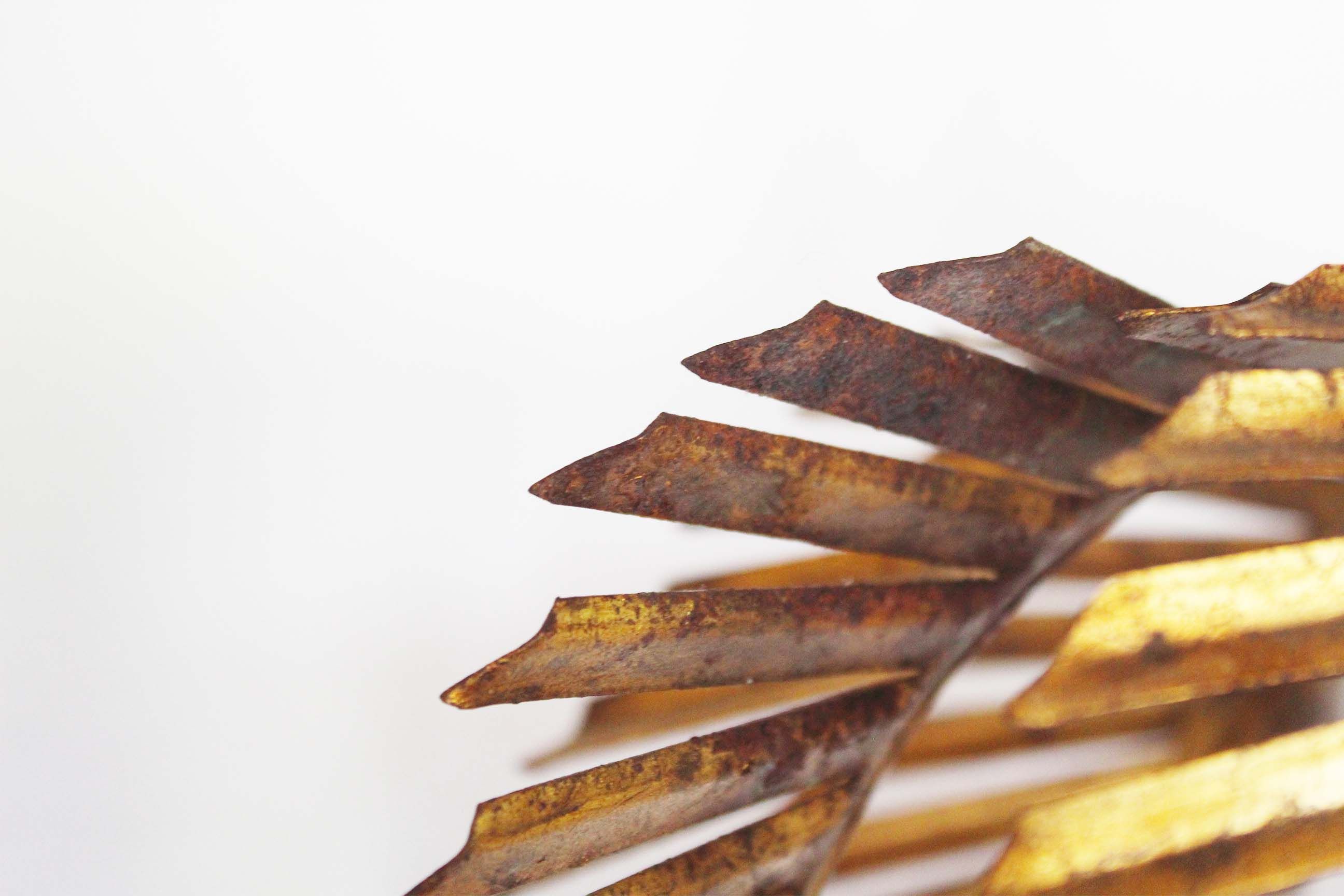 Gilt palm leaf and opaline glass pendant light by Hans Kögl