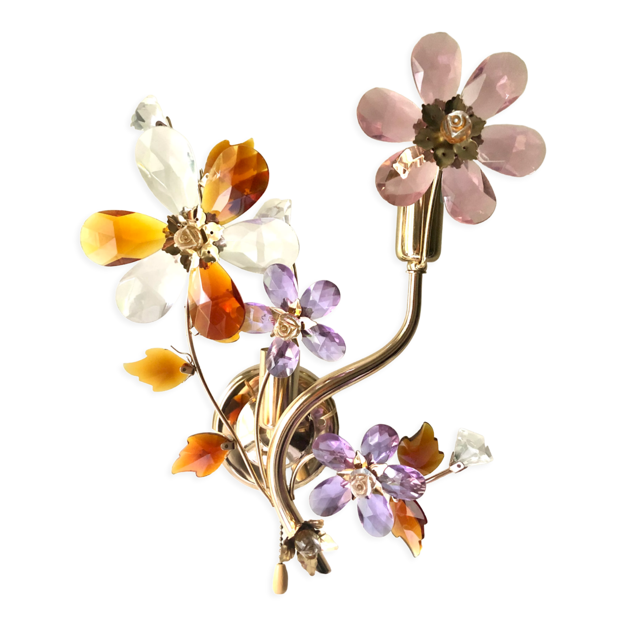 Large wall lamp flowers glass Murano 1970