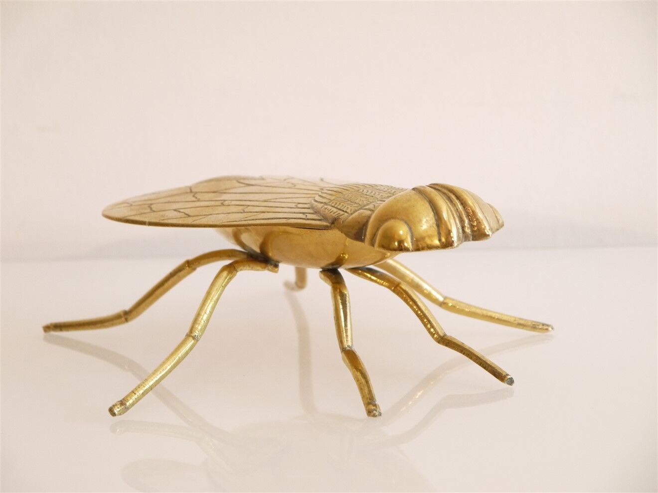 Empty vintage pocket in the shape of a brass insect