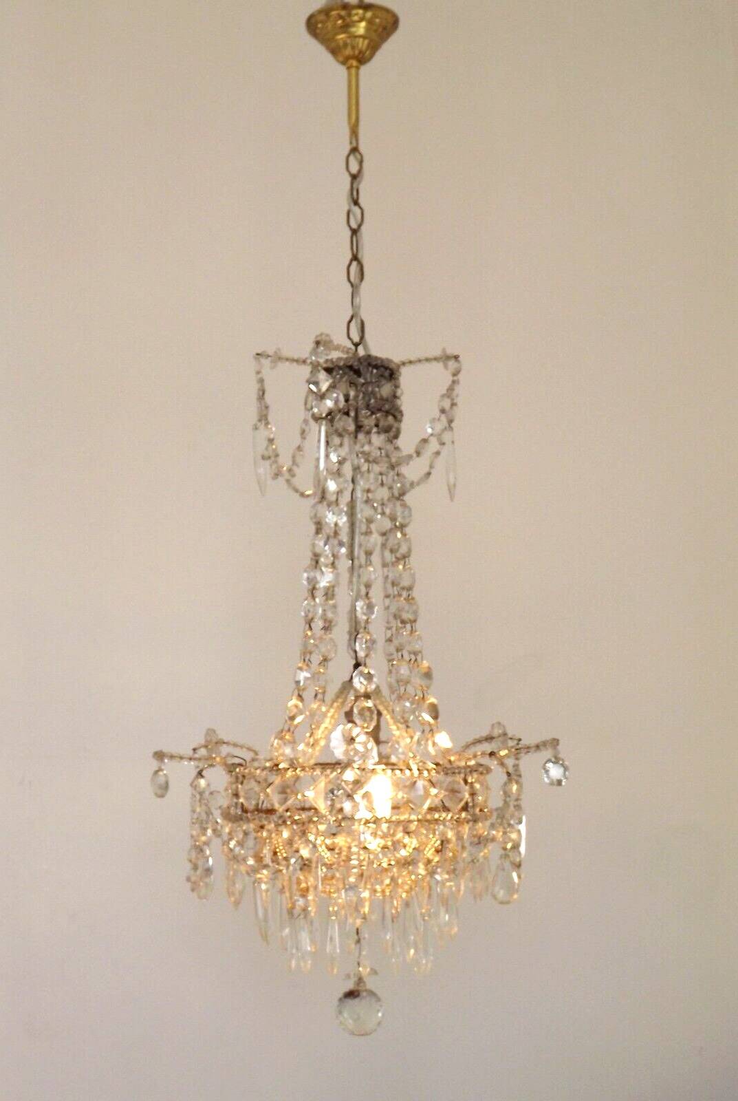 French Montgolfier Style Crystal Chandelier With 3 Tiers Prisms 4115