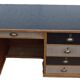 Large wooden desk with 5 drawers and a black faux leather top - Completely revamped.
