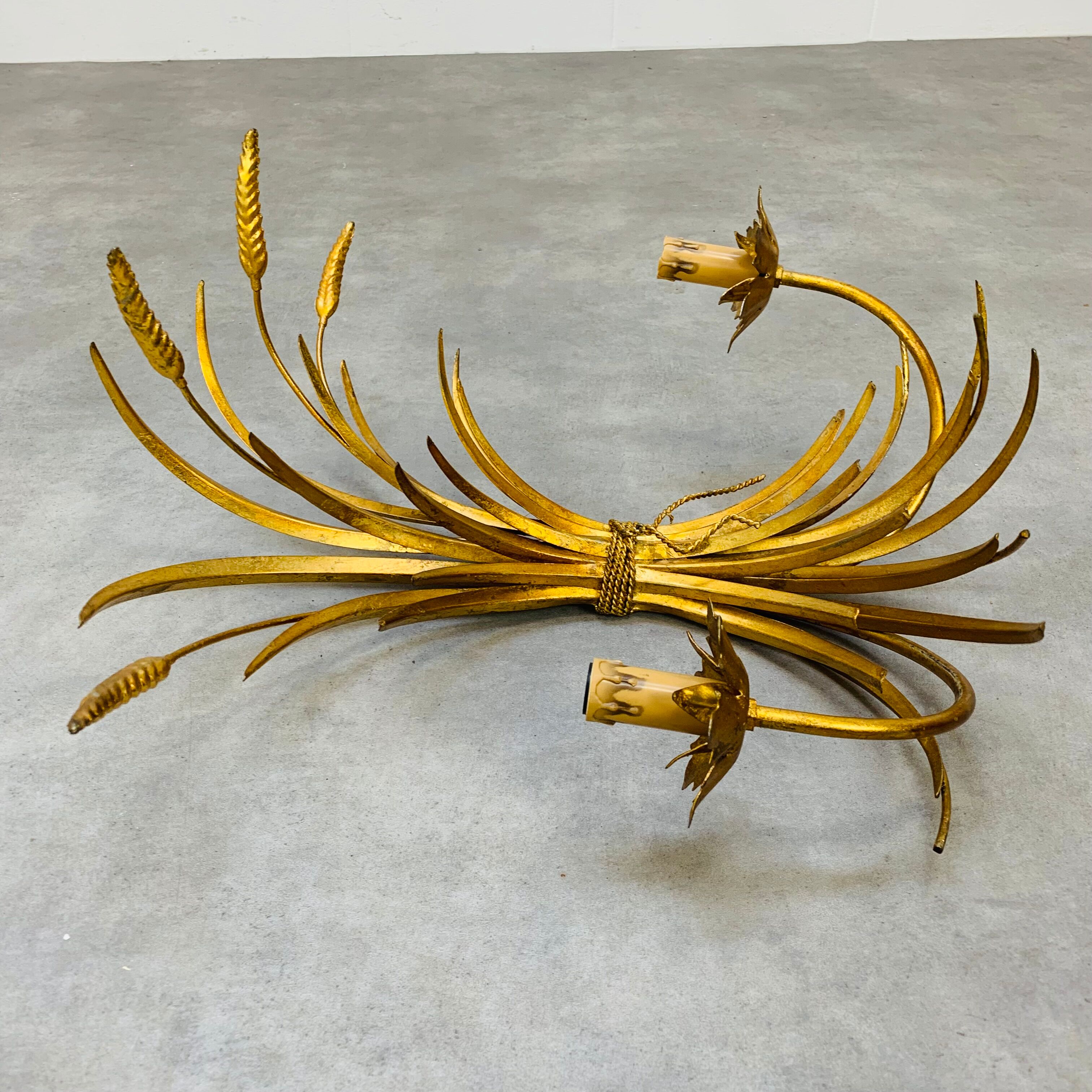 Wall lamp ear of wheat golden foliage Hans Kogl, style Hollywood Regency