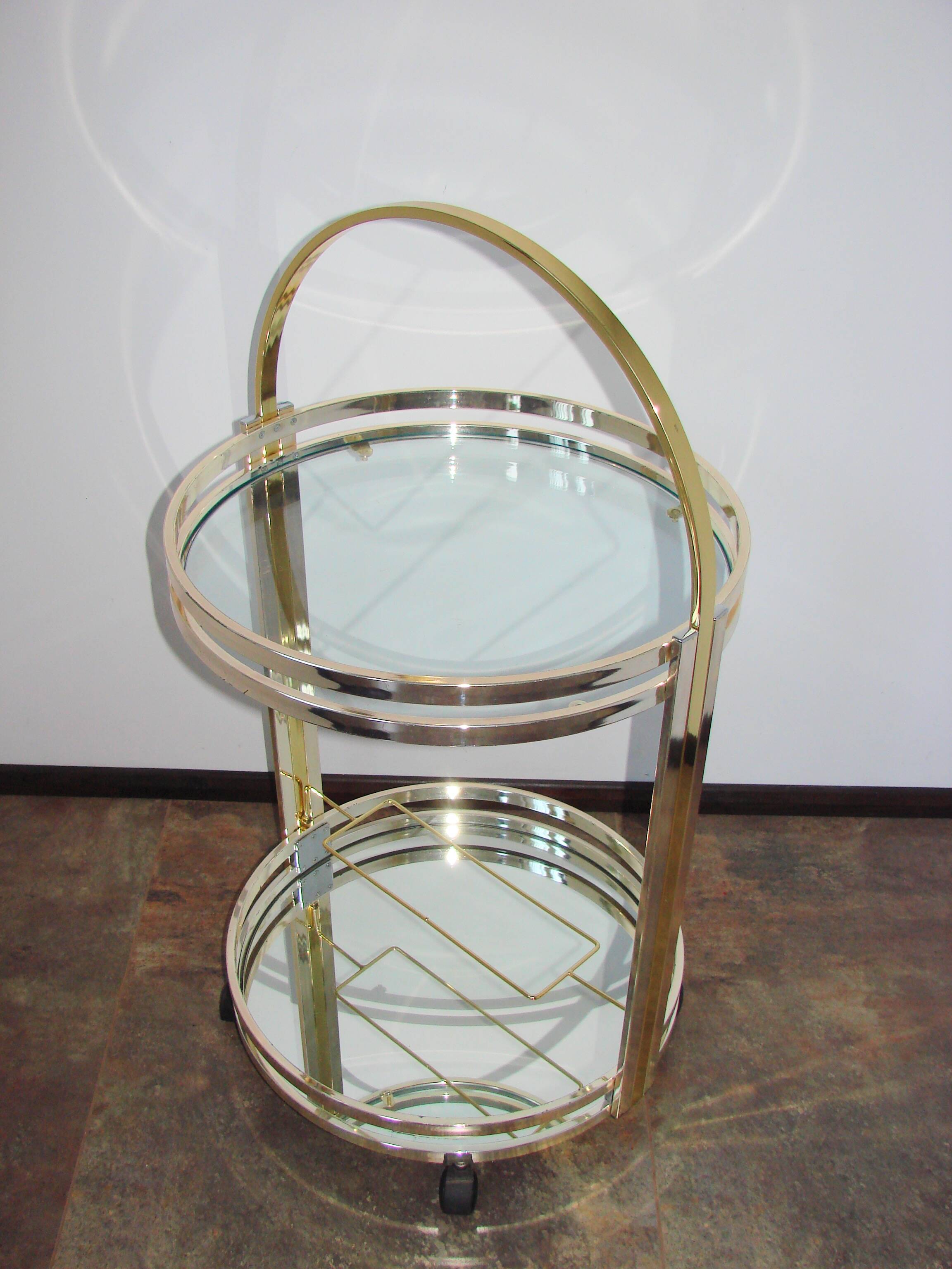 Art Deco mobile drinks trolley on wheels, 1970s