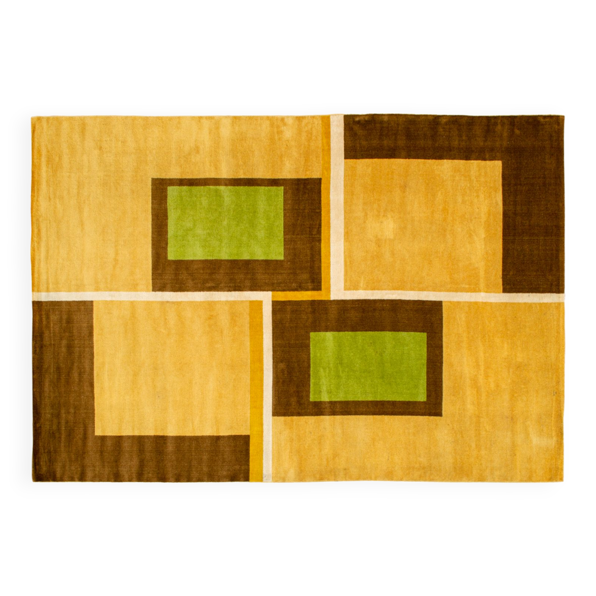 Italian Wool Rug with Geometric Designs, 1950s