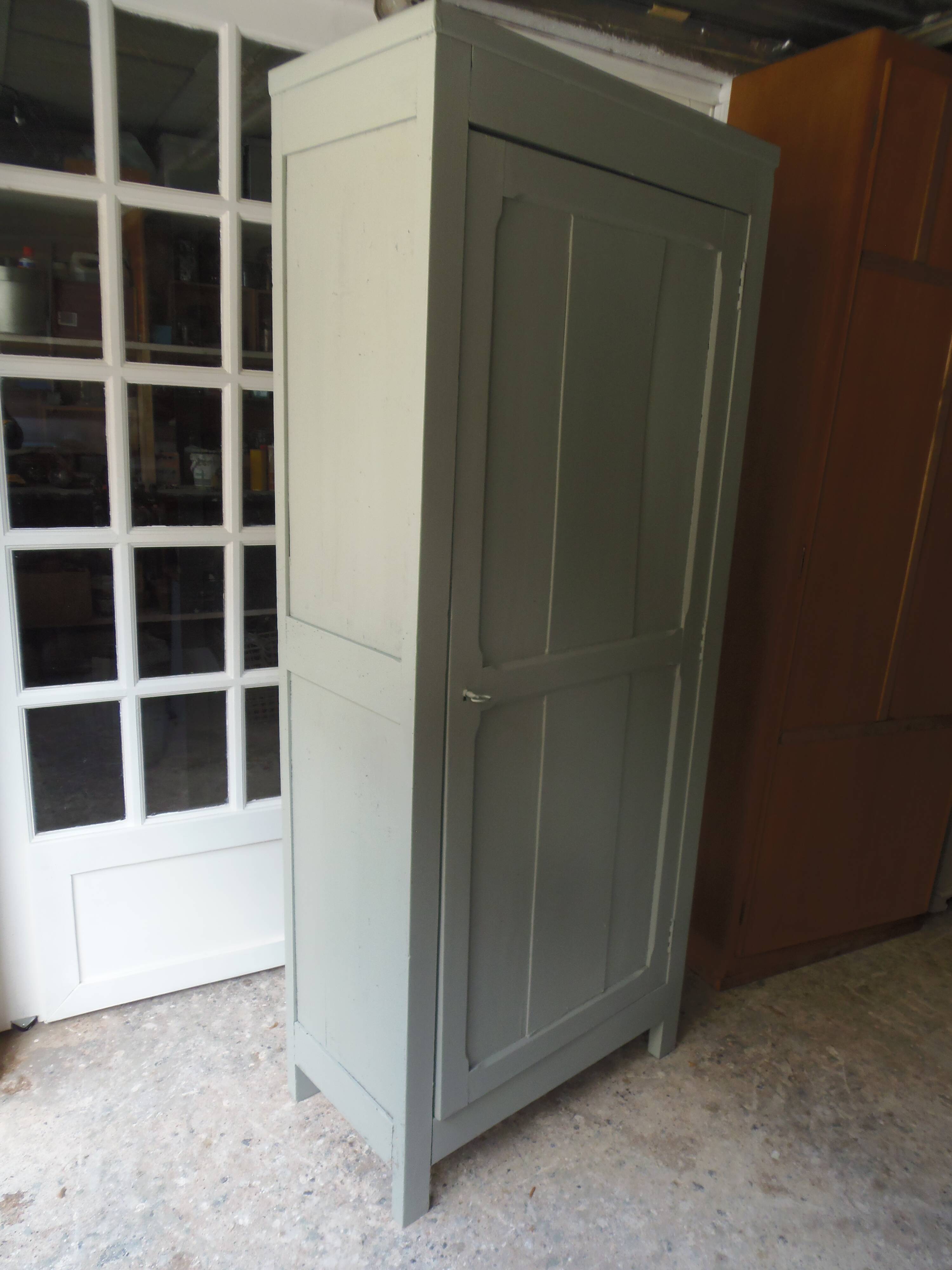 Vintage Parisian wardrobe with 1 vintage door re-enchanted in verdigris