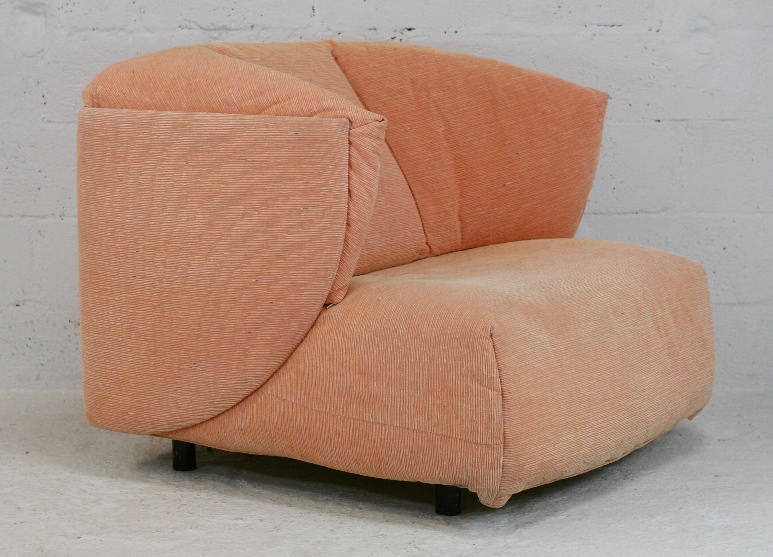 Armchair Ligne Roset, pastel orange color, France, circa 1990