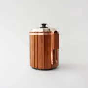 Vintage Danish Wood Ice Bucket with Copper Details, 1960's