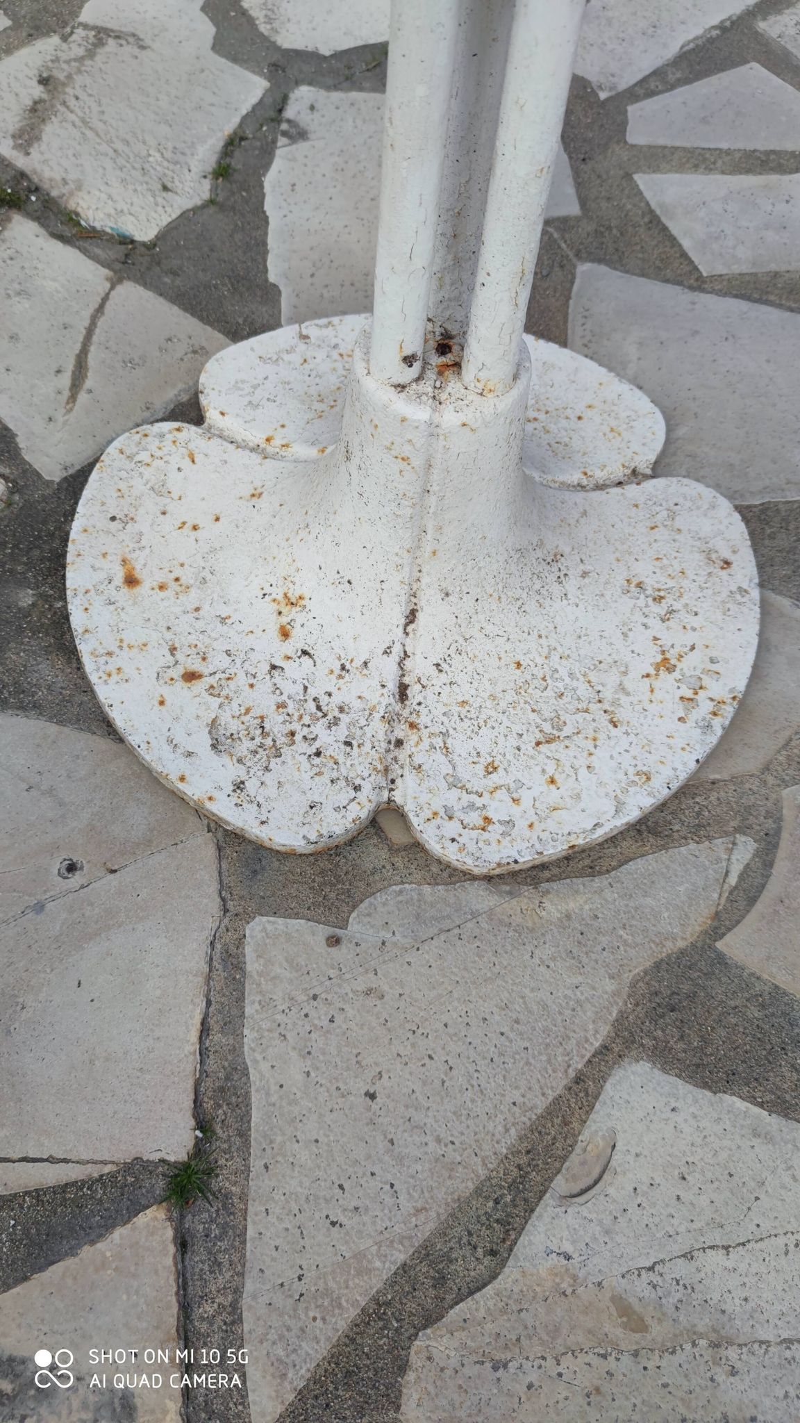 Garden or bistro table with steel and fiberglass base and top, circa 1970