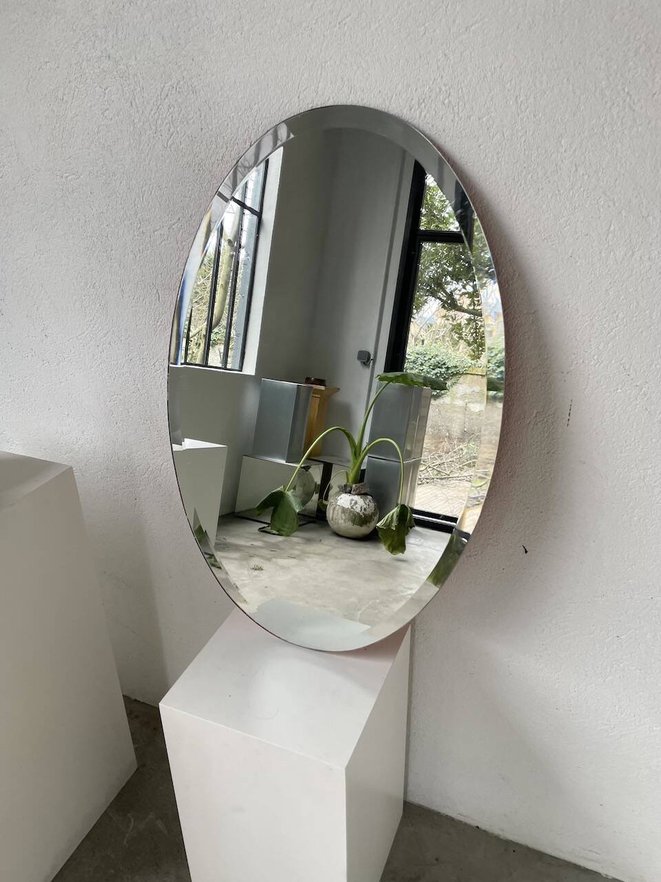1950s oval beveled mirror