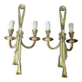 Pair of bronze wall lights, knots and tassels, Peris Andreu edition, 1970