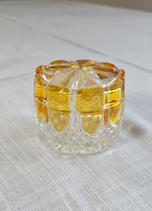 Amber and transparent crystal box Val Saint-Lambert Art Deco