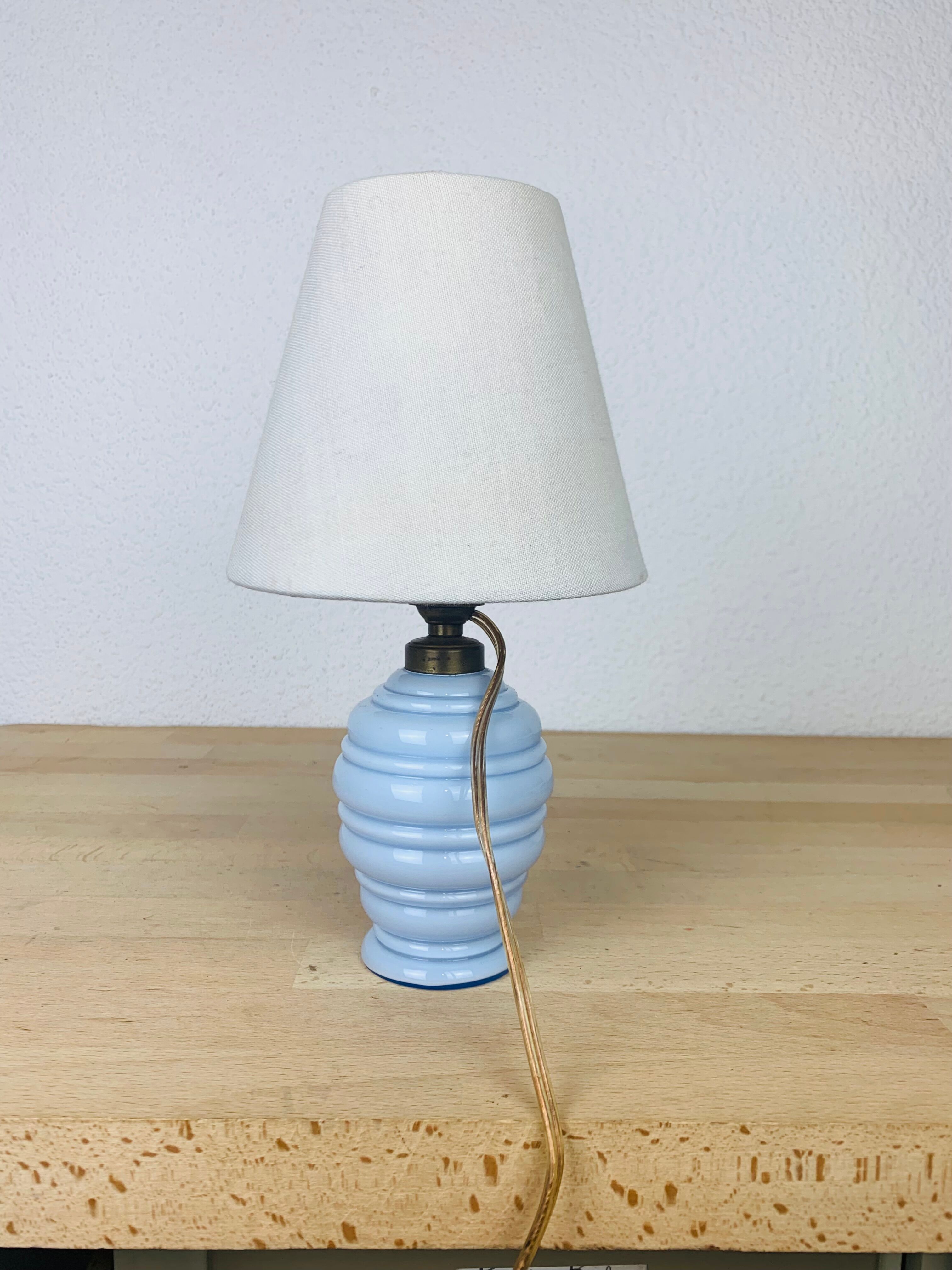 Art Deco blue glass lamp