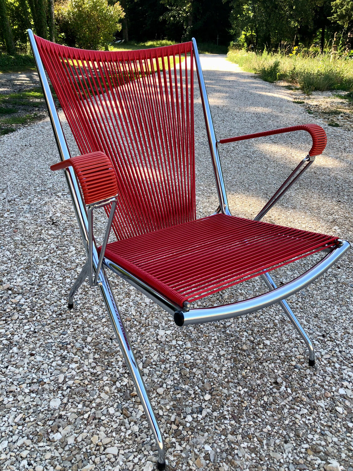 Scoubidou and chrome armchair 1970
