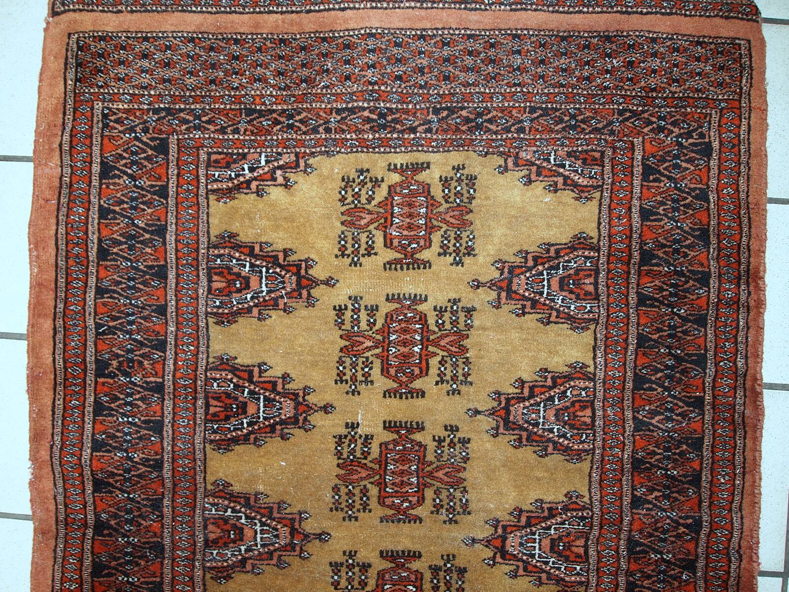 Tapis Vintage Bukhara Uzbek en Laine, Années 1960, Authentique et Élégant