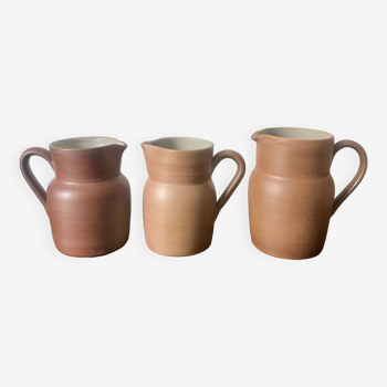 Set of 3 jugs in Grès du Berry stoneware