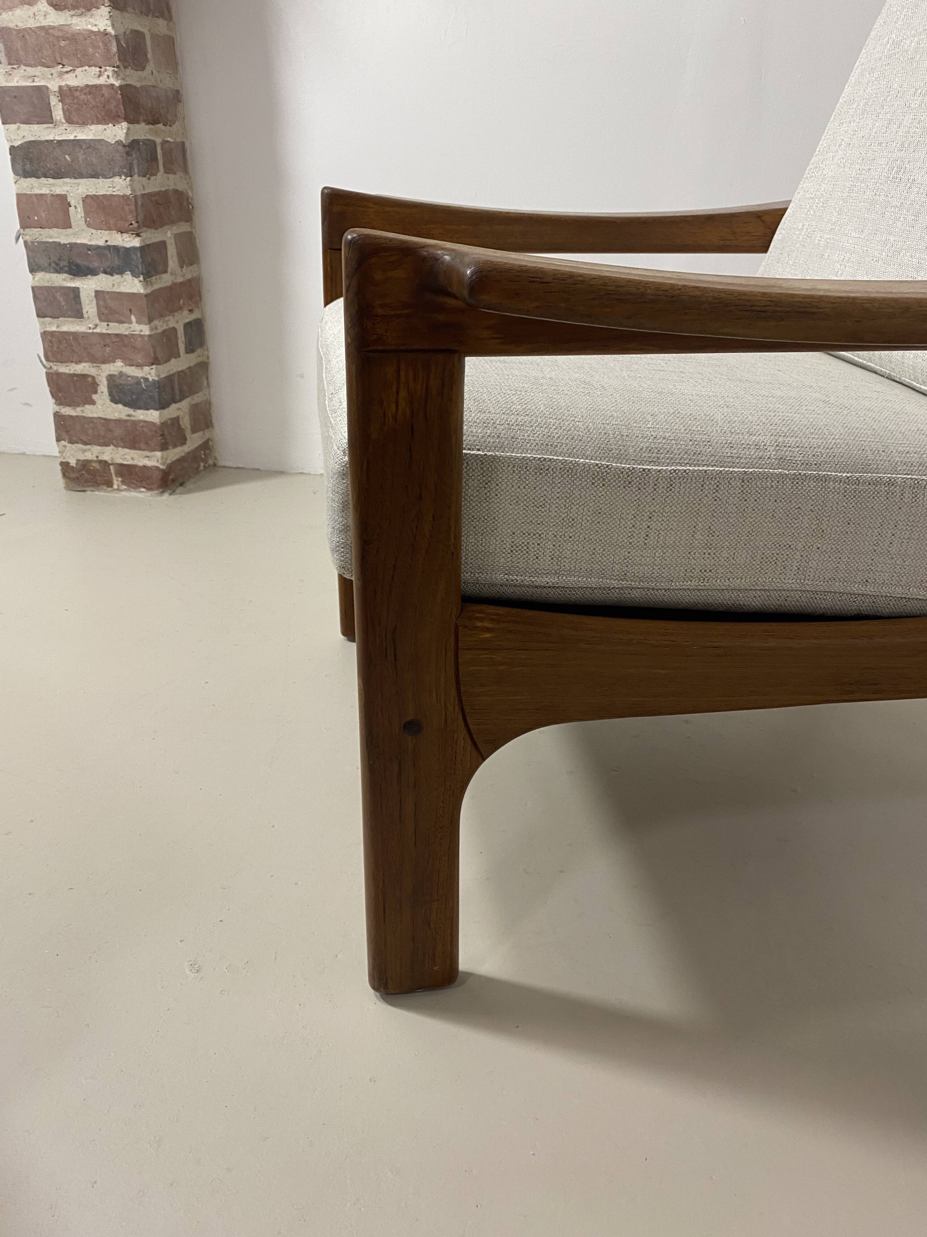 Danish teak armchair and ottoman, 1960s