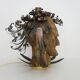 Unique piece. Wooden lamp and metal hair with devil's head "self-portrait"