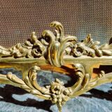 Fire screen, 19th century spark screen in gilded bronze