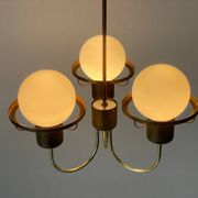Suspended lamp with 3 glass balls and brass frame, Germany, 1960s