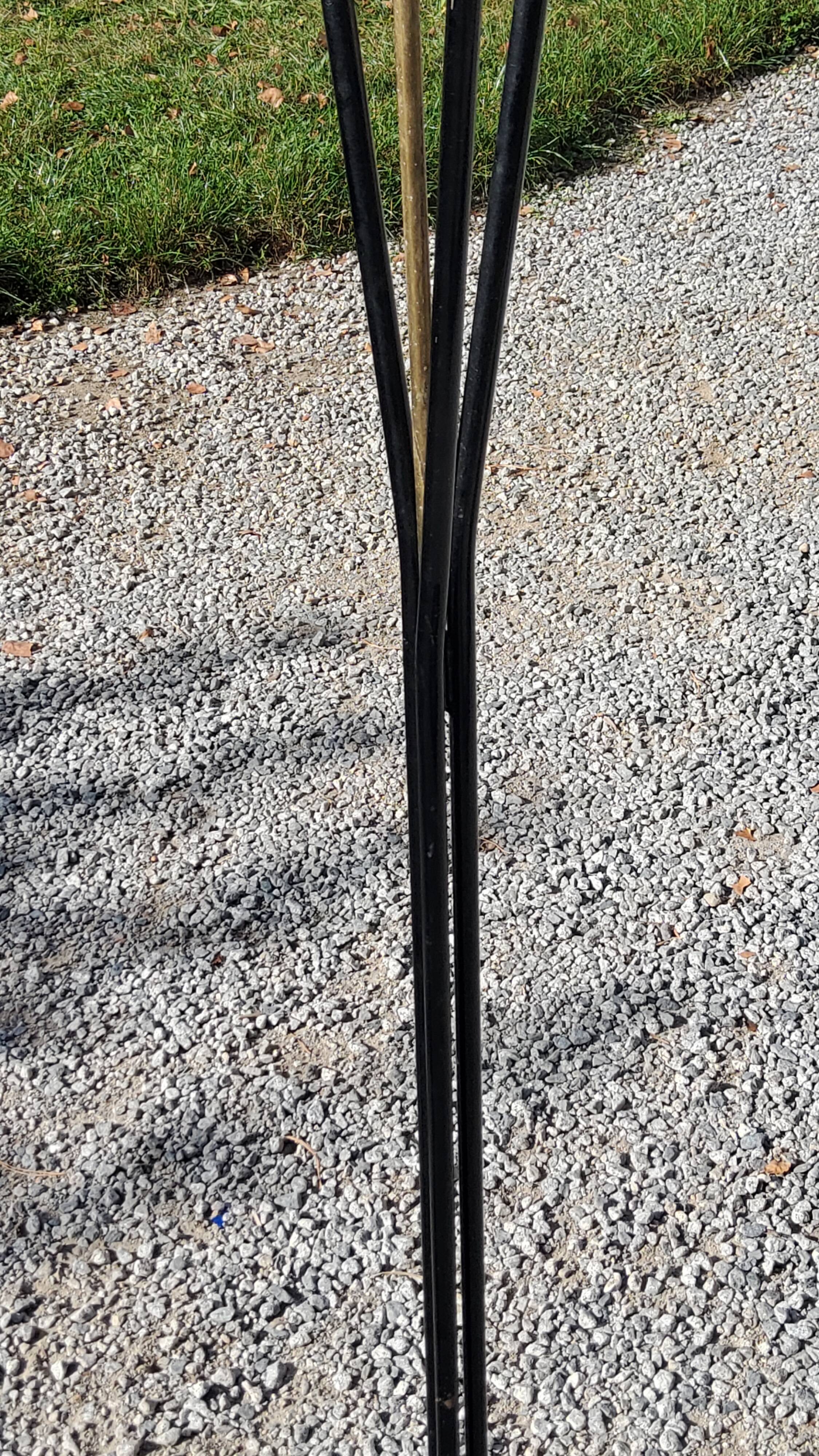 Vintage floor lamp from the 50s in metal and brass 4 flexible lights with tripod base